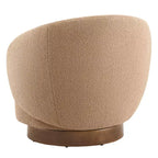 Fauteuil tonneau pivotant rembourré d’appoint Spruce&Spring avec base en bois