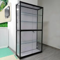 Contemporary Rectangular Black Glass Curio Cabinet