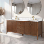 Meuble-lavabo Vanity Art 72 à double vasque avec plateau en marbre reconstitué