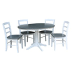 36 Round Extension Dining Table With 4 Madrid Chairs