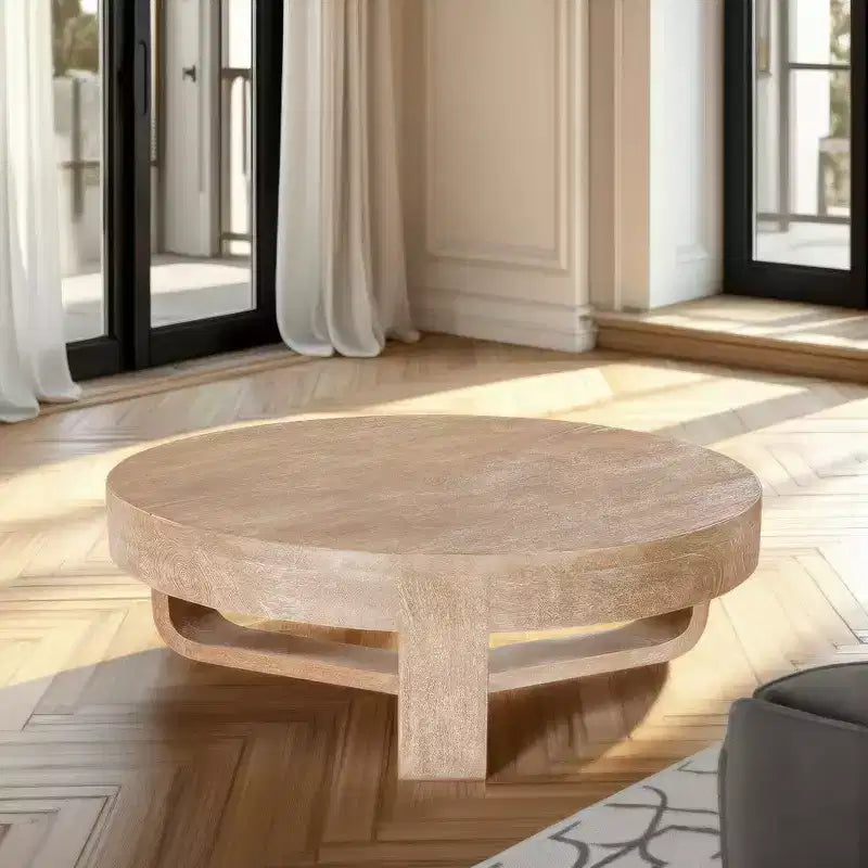 Tavolino da caffè rotondo Royal Hampton da 32" con piano e base a slitta aperta