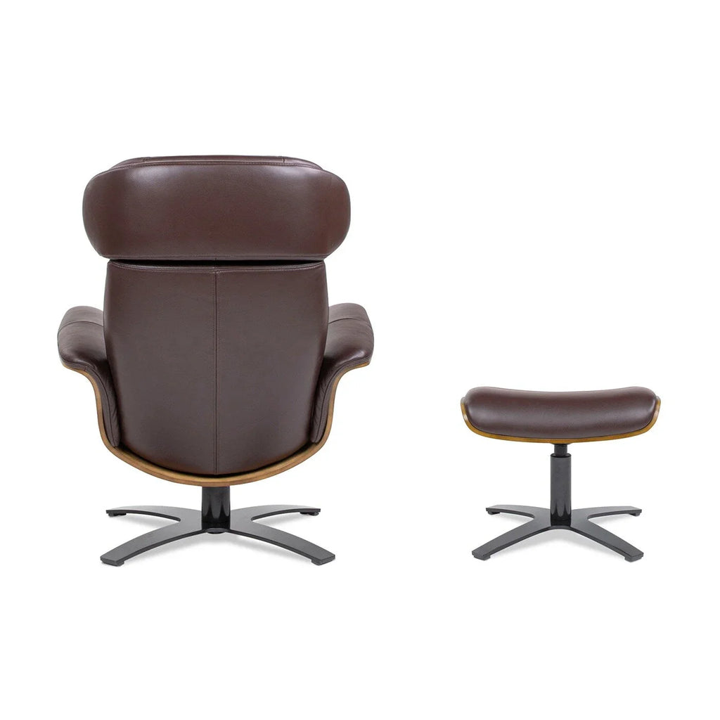 Fauteuil inclinable Jovan 31,5 en cuir véritable avec pouf