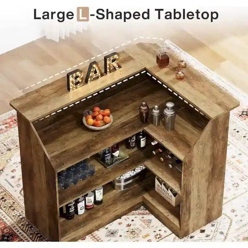 Mobile bar angolare a L con portabicchieri per il pub di casa