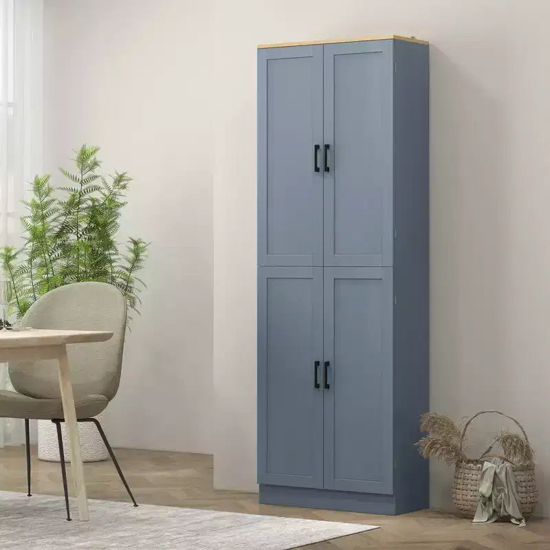 Dispensa da cucina indipendente HOMCOM 67, mobile contenitore a 4 ante con ripiani e ante regolabili