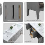 Meuble-lavabo Vanity Art 72 à double vasque avec plateau en marbre reconstitué