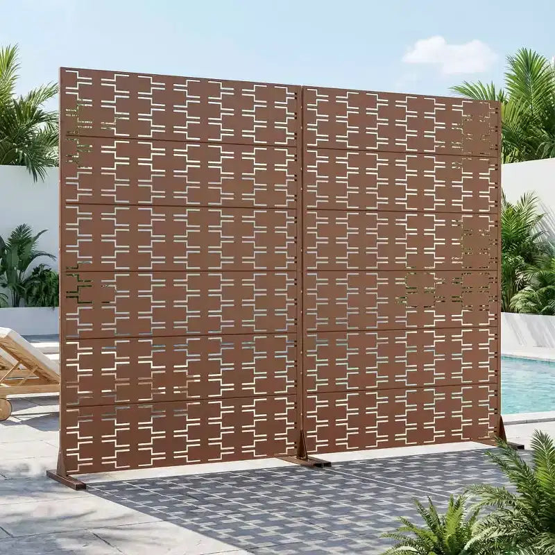 Séparateur de pièce MAYEERTY Brick 01 marron en acier galvanisé, 72x47x16, paravent d’intimité antirouille double face en 6 pièces