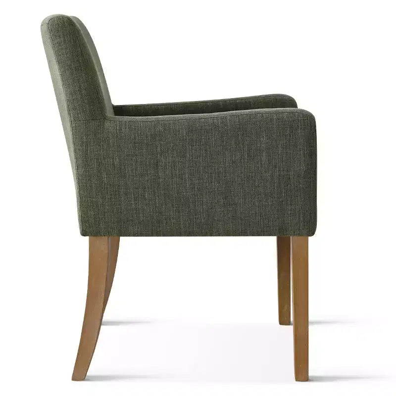 Ensemble de 6 chaises de salle à manger rembourrées avec accoudoirs, fauteuils modernes en lin avec pieds en bois, chaises d’appoint pour salle à manger et salon - Panipeachy