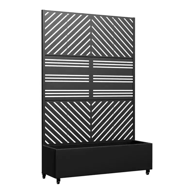 Fioriera MAYEERTY con graticcio in ferro nero, Linea Parallela 01, stile classico a persiana combinato, 72x47x16 pollici, set da 3 pezzi
