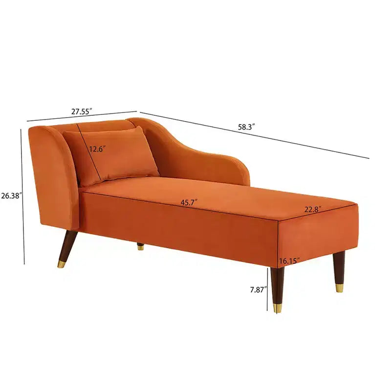 Chaise longue moderna in velluto, con bracciolo imbottito e bracciolo curvo, divano letto per camera da letto, ufficio o soggiorno