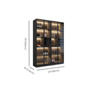 Credenza portabottiglie minimalista in legno nero con anta in vetro