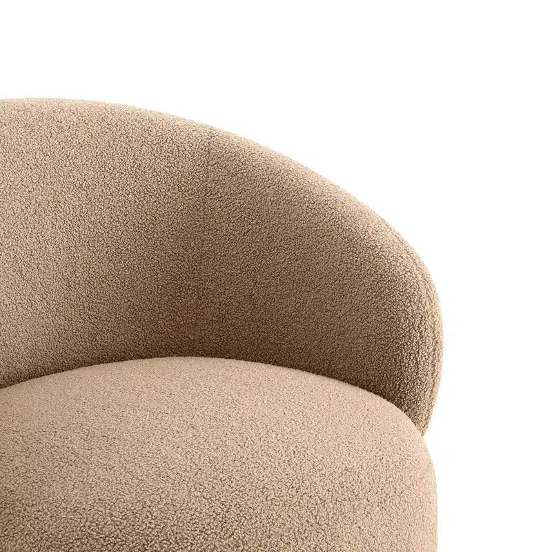 Fauteuil tonneau pivotant rembourré d’appoint Spruce&Spring avec base en bois