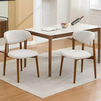 Ensemble de 4 chaises de salle à manger, chaises rembourrées modernes du milieu du siècle, chaises de cuisine style ferme avec assise en tissu rembourrée et pieds en bois, beige