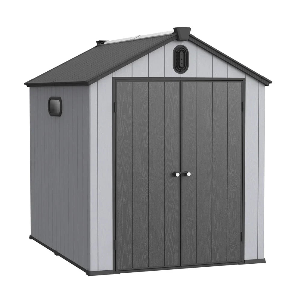 Abri de rangement extérieur en plastique et résine tout temps avec plancher, remise à outils Spire, 6 pi x 4 pi/6 pi x 8 pi/8 pi x 6 pi/8 pi x 10 pi