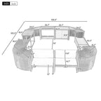 Ensemble de canapé d’angle d’extérieur en rotin, cadre quadrilatéral pour spa