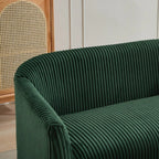Corduroy Fabric Upholstered 2-Seat Sofa with Wooden Walnut Legs
