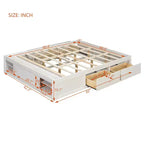 Whisen Queen Platform Bed Frame with 4 Storage Drawers and Footboard Storage