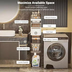 Mobiletto slim per bagno, mobile stretto a 7 ripiani con organizer impermeabili, porta fazzoletti e ruote, ideale per bagno, cucina e lavanderia