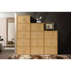 Bibliothèque-armoire de rangement polyvalente fermée Hodedah HID44, robuste, à 8 portes, à poser au sol, pour la maison et le bureau, finition bois de hêtre