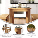 Mesa de jantar retangular Flash Furniture, 46 x 30, em pinho maciço