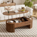 47.2 Lift Top Coffee Table with Hidden Compartment, Oval, Brown