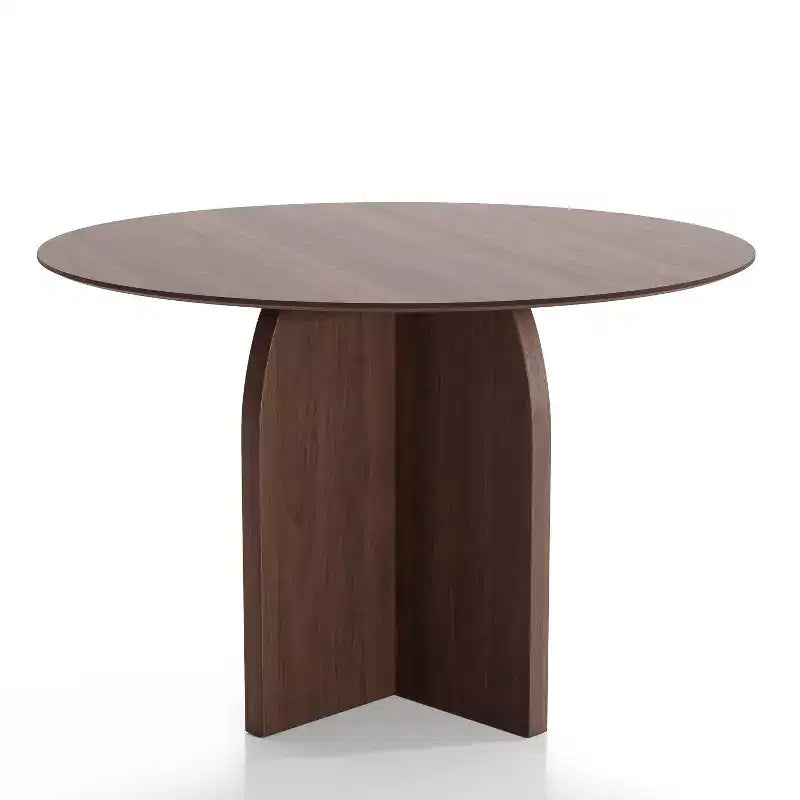 Tavolo da pranzo rotondo PexFix 45 x45 in legno massello con finitura noce e gambe ad arco eleganti per sale da pranzo e cucine moderne