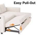 Dyonery 81-Sitzer-Schlafsofa, L-förmiges Ausziehsofa mit wendbarer Recamiere mit Stauraum, USB-Anschluss und verstellbarer Rückenlehne