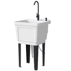 Évier utilitaire portable avec bac à linge, évier sur pied avec robinet, distributeur de savon et tuyaux