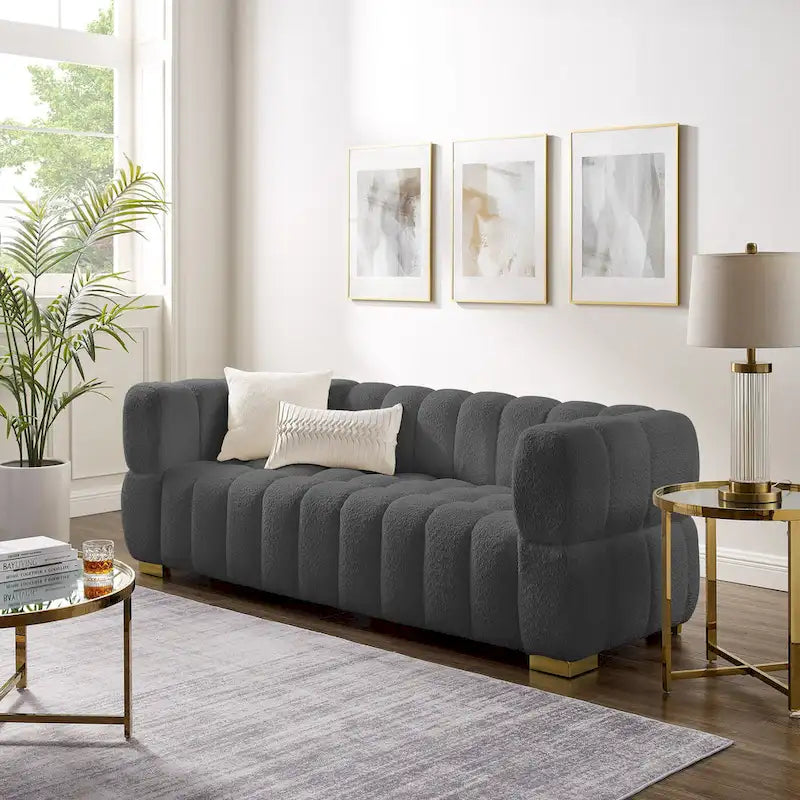Canapé moderne en tissu gaufré, confortable pour les moments de détente