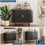 Credenza a doghe da 40", mobile contenitore con anta scorrevole e ripiano regolabile, credenza moderna, tavolo consolle da bar a tamburo