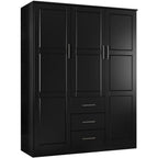 Armadio guardaroba a 3 ante Cosmo Palace Imports in legno massello al 100%, con ante in legno massello o a specchio