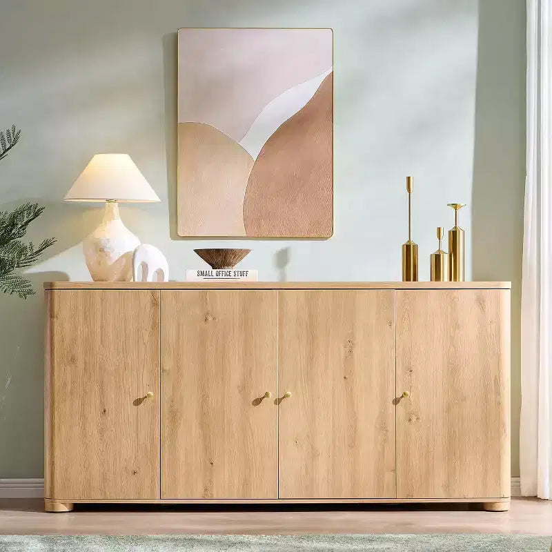 Credenza da cucina con 4 ante e ripiani, grande credenza moderna, mobile contenitore da 66 pollici per angolo caffè