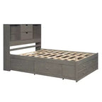 Queen Size Platform Bed with Storage Shelf and 8 Drawers, Easy Assembly