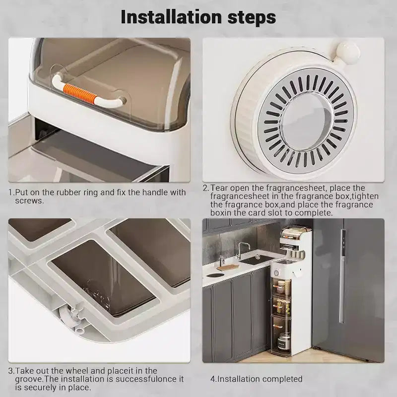 Mobiletto slim per bagno, mobile stretto a 7 ripiani con organizer impermeabili, porta fazzoletti e ruote, ideale per bagno, cucina e lavanderia
