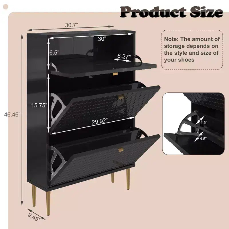 Meuble de rangement à chaussures CLIHOME pour entrée, 24 paires, avec tiroirs basculants, étagère et placard