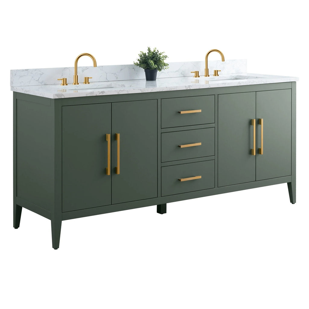 Meuble-lavabo Vanity Art 72 à double vasque avec plateau en marbre reconstitué