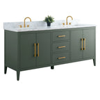 Meuble-lavabo Vanity Art 72 à double vasque avec plateau en marbre reconstitué
