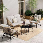 Set da patio in vimini GRANDPATIO da 5 pezzi per esterni, con divanetto a due posti