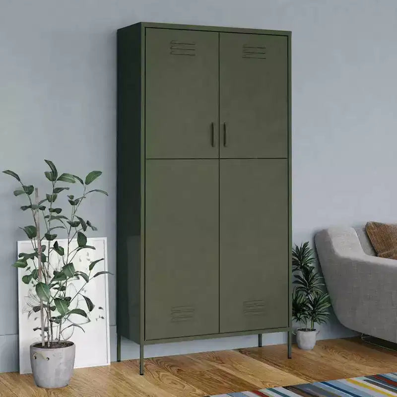 vidaXL kledingkast olijfgroen 35.4x19.7x70.9 staal