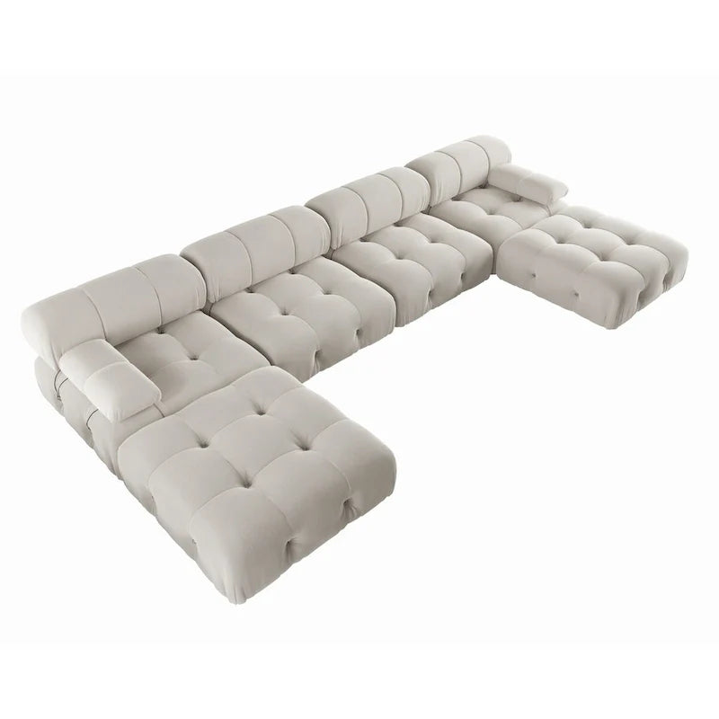 Divano modulare componibile trasformabile da 138", divani in velluto minimalisti a U