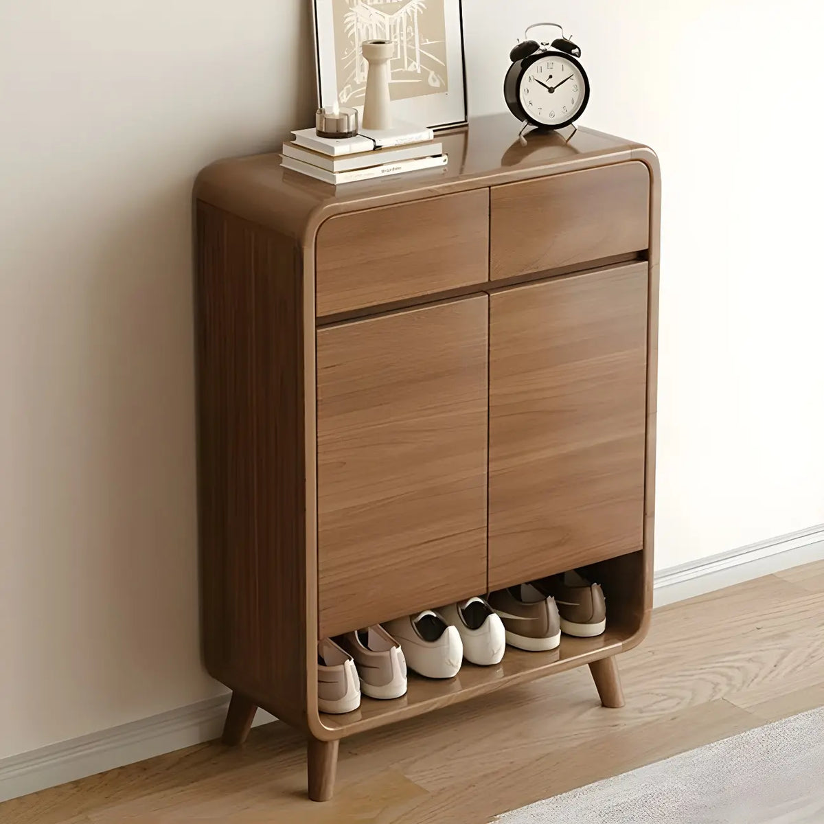 Meuble à chaussures moderne de taille moyenne en bois pour couloir