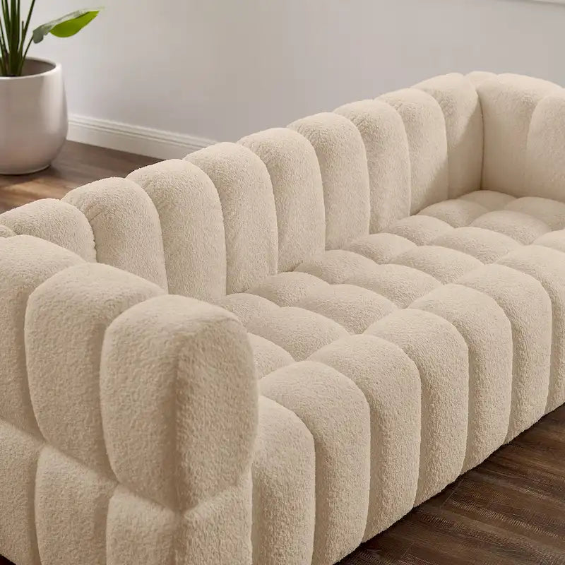 Canapé moderne en tissu gaufré, confortable pour les moments de détente