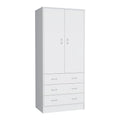 Armoire moderne à deux portes avec 3 tiroirs et 1 tringle pour chambre