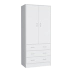 Armoire moderne à deux portes avec 3 tiroirs et 1 tringle pour chambre