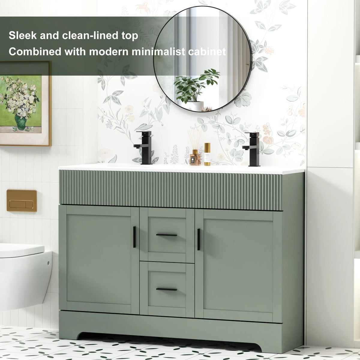 Wavy Line 30/36/48 Bathroom Vanity Set with Sink & Faucet