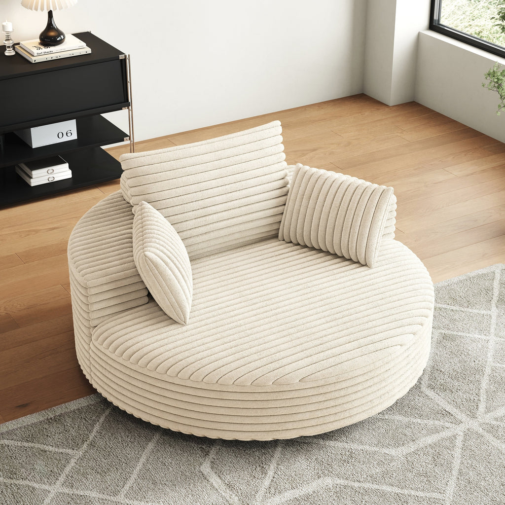 Fauteuil pivotant individuel en mousse et chenille côtelée
