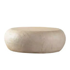 Table basse ronde en MgO avec finition imitation pierre pour salons modernes du milieu du siècle