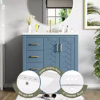 Meuble-lavabo de salle de bains simple de 30 pouces avec meuble et 3 tiroirs ??Noir / Bleu / Vert / Indigo / Blanc