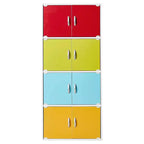 Bibliothèque-armoire de rangement polyvalente fermée Hodedah HID44, robuste, à 8 portes, à poser au sol, pour la maison et le bureau, finition bois de hêtre