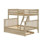 Letto a castello Max & Lily, singolo sopra matrimoniale con letto estraibile, in legno massello e stile scandinavo, per bambini