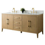 Meuble-lavabo Vanity Art 72 à double vasque avec plateau en marbre reconstitué